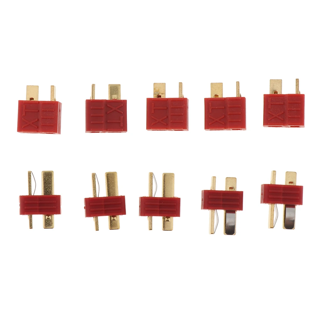 5 Pairs Deans Style Male and Female T Plug Non-slip Connector DIY Accessories for RC Car Boat Model