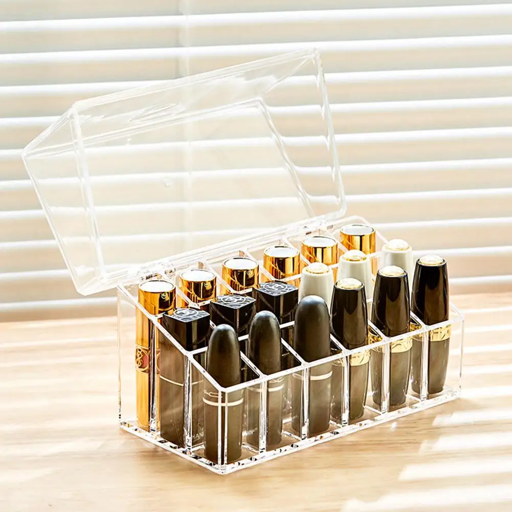 

DSstyles Multipurpose Transparent Storage Box Dustproof Cover for Lipstick Display Cosmetics Organizer Makeup Boxes