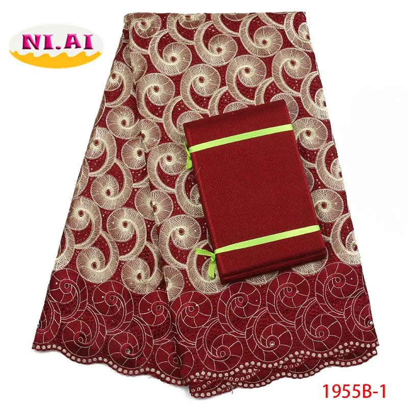 

2018 High Quality African Cotton lace Swiss Cotton Lace With Asoebi African Lace Fabrics For Nigerian Party Dress NA1955B-1
