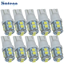 Safego 10 шт. W5W T10 194 168 светодиодный автомобиль Клиренс клиновидный лампы 10 SMD 1210 3528 лампа для салона автомобиля хвост светильник белый 6000K DC 12V