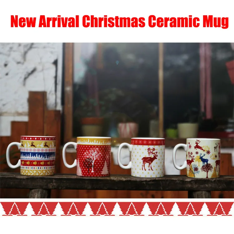 

2015 New Arrival Christmas mug Lovely Elk coffee cup Fashion ceramic cup 360ml Christmas gift