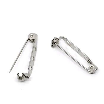 

50Pcs DIY Silver Tone Metal Brooches Back Bar Pins 3 Holes Jewelry Making 28x7mm/39x5mm