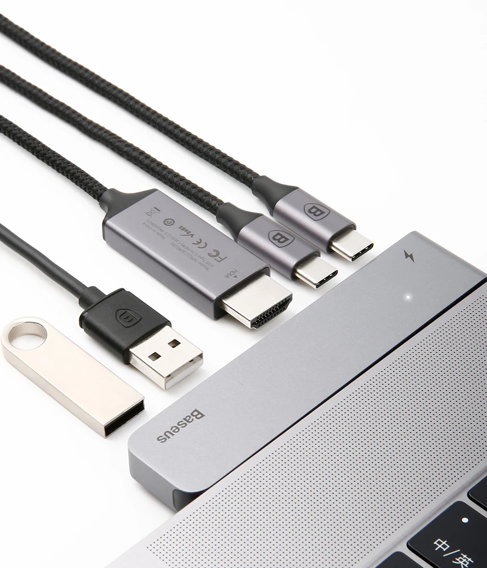 Baseus концентратор USB Type C к HDMI RJ45 Ethernet мульти USB 3,0 Thunderbolt 3 адаптер питания для MacBook Pro Air USB-C док-станция