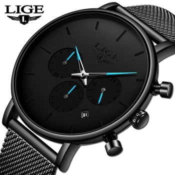 

LIGE 2019 Mens Watches Top Brand New Luxury Men's Fashion Watch Waterproof Date WristWatch Casual Quartz Clock Relogio Masculino