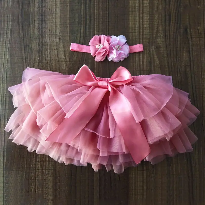 

baby Tutu Skirt Children's Skirt For Girls 2Pcs Infant Girl Birthday Chiffon Skirt Soft 3 Layers Baby Pettiskirt Girls PP Pants