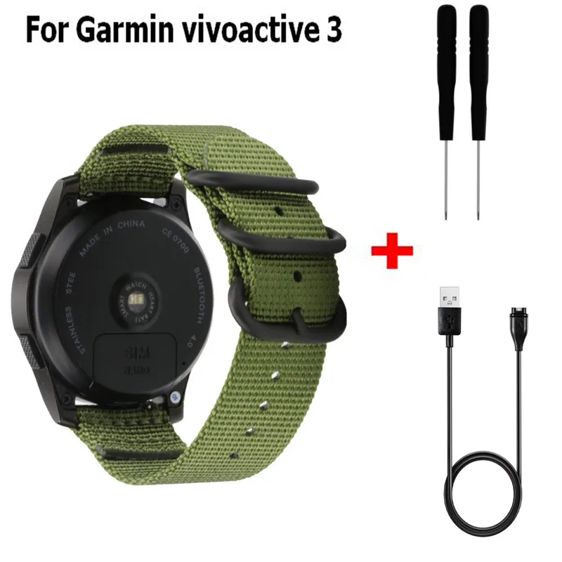 Color5 3 в 1 ремешок для часов для Garmin Vivoactive 3 Кабельное зарядное usb-устройство для Garmin Vivoactive 3 vivomove HR Band Watch 20 мм ремень - Цвет: Color5