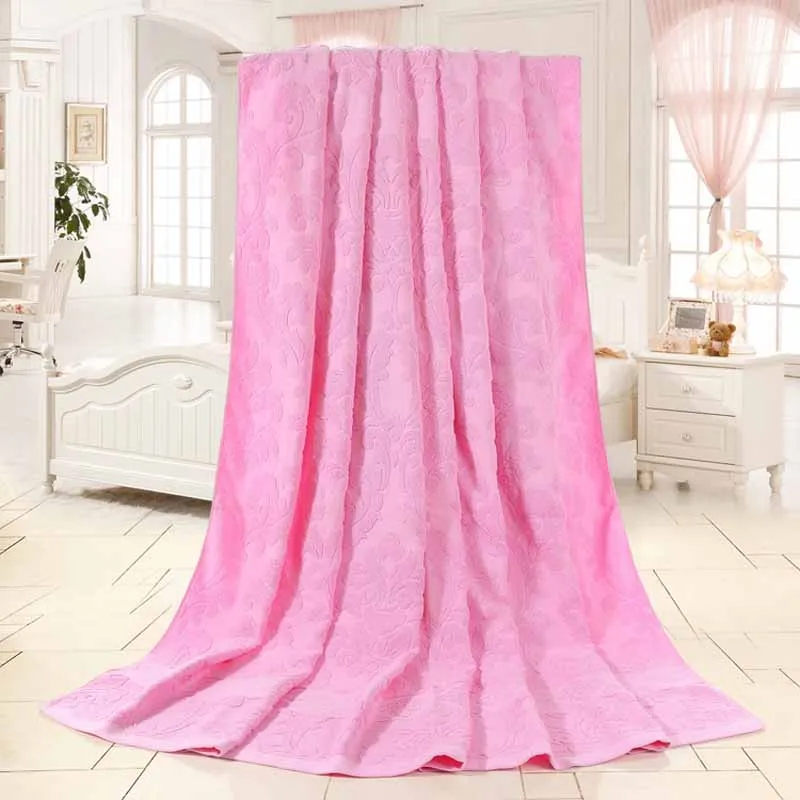 Плотное Хлопковое одеяло; Банное Полотенце Махровое Покрывало придиванный коврик плед с кондиционированным одеялом - Цвет: floral pink
