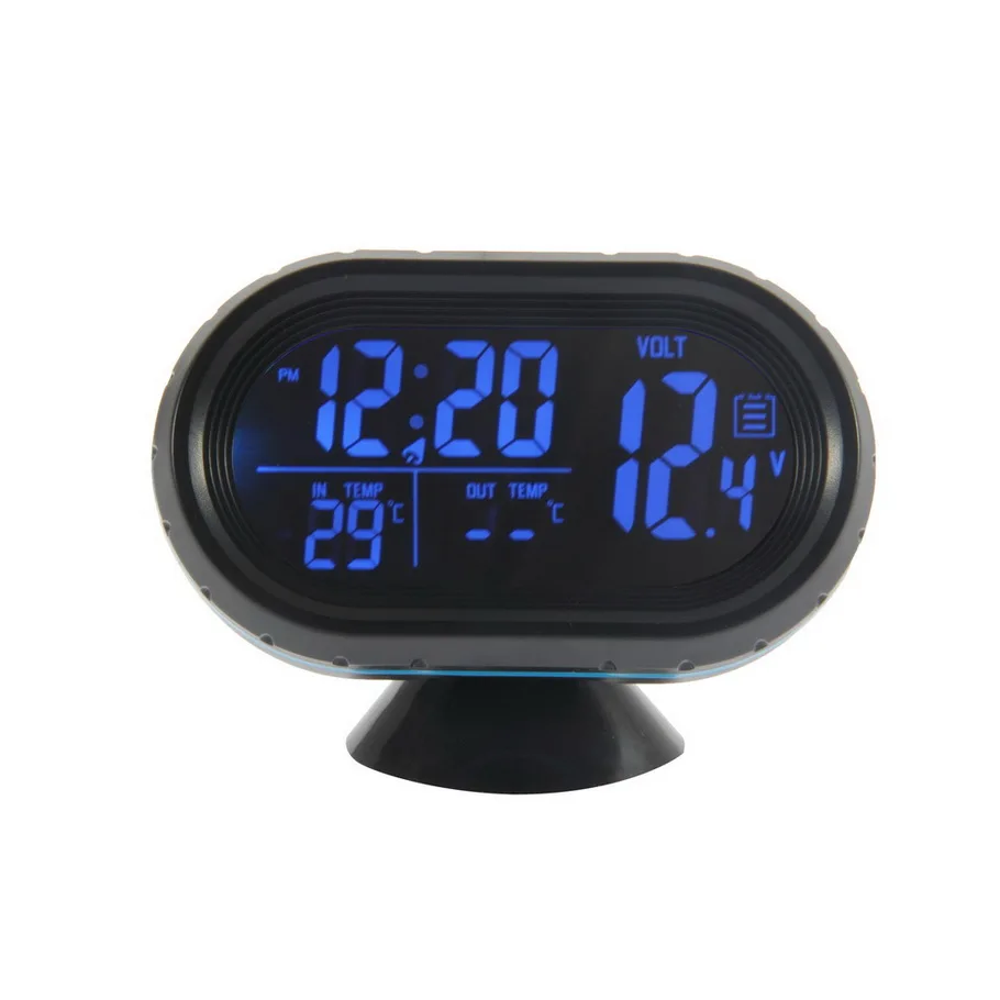 

2 in 1 Digital Auto Car Thermometer + Car Battery Voltmeter Voltage Meter Tester Monitor + electronic Clock hot sale