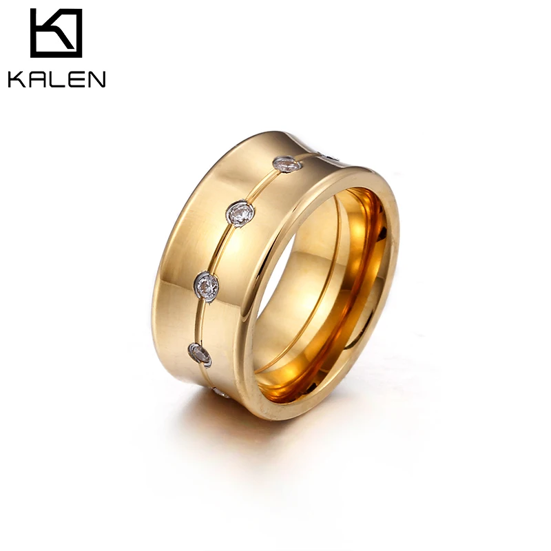 

KALEN Bohemia Style Bague Femme Rings For Women Gold & Silver Stainless Steel Rhinestone Anillos Mujer Jewelry Wedding Rings