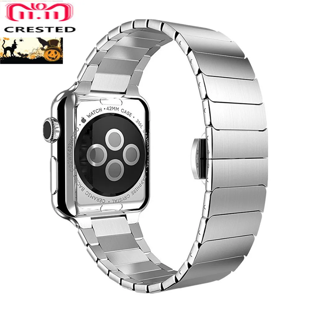 CRESTED strap For Apple watch band iwatch 4 3 42mm 38mm 44mm/40mm Stainless steel apple watch 4 3 correa Link bracelet belt CRESTED strap For Apple watch band iwatch 4 3 42mm 38mm 44mm/40mm Stainless steel apple watch 4 3 correa Link bracelet belt