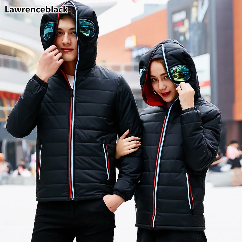

Men Cotton-Padded Overcoat Outerwear Winter Warm Zipper Parka Winter Thick Coat Men Hooded Jackets With Windbreaker Glasses 1888