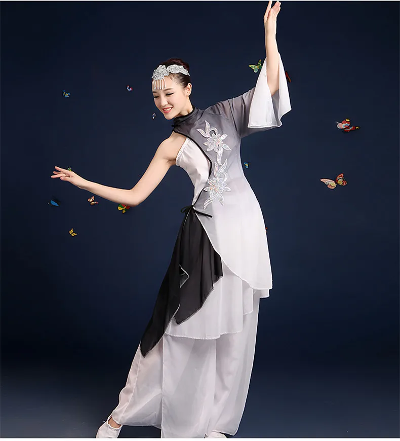 (0150) один рукав живописи тушью цветок Вышивка кунг-фу для выступления Цзяннань вентилятор unmbrella Классическая Танцы костюмы