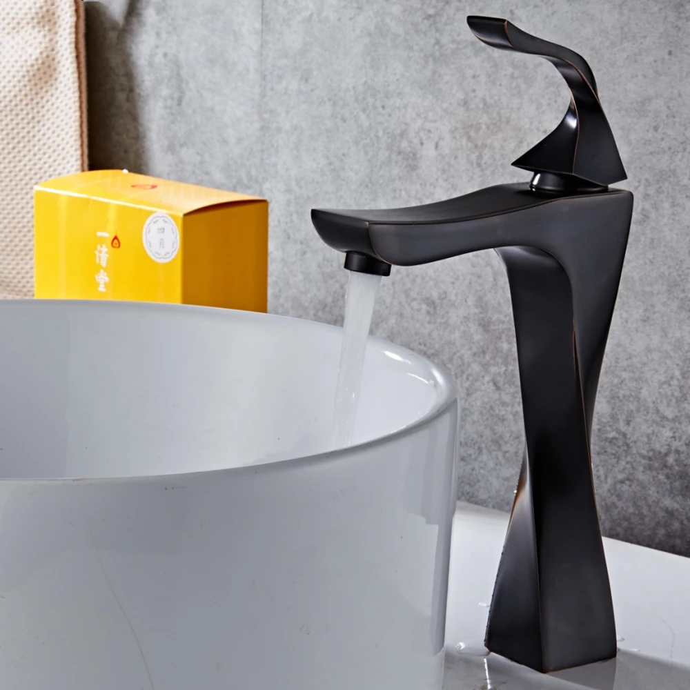 

DRF Faucets Single Handle One Hole Bathroom Sink Faucet Oil Rubbed Bronze Deck Mount Lavatory NEW Design Faucets Mixer Tap