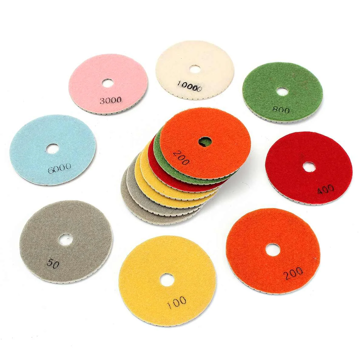 Kopen 16pcs Diamant Polijsten Kit 4 inch 100mm Nat Droog voor Graniet Stone Beton Marmer Polijsten Gebruik slijpschijven Set
