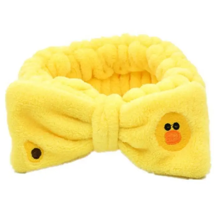 1 Piece Comfortable Cute Duck Children Girl Bowknot Spa Bath Shower Make Up Wash Face Cosmetic Headband Hair Bands - Цвет: Dark