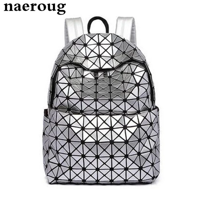 2017 Japan s Brands Lattice Laser Backpack Silver Colour Backpack for Teenage Girls Women Fold Geometry