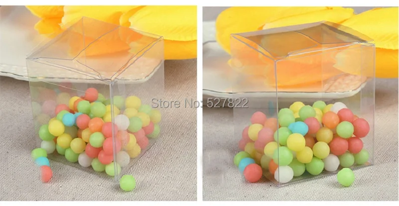 100pcs 5x5x6CM Clear PVC Transparent Cupcake Boxes Wedding Party Gift Box And Packaging
