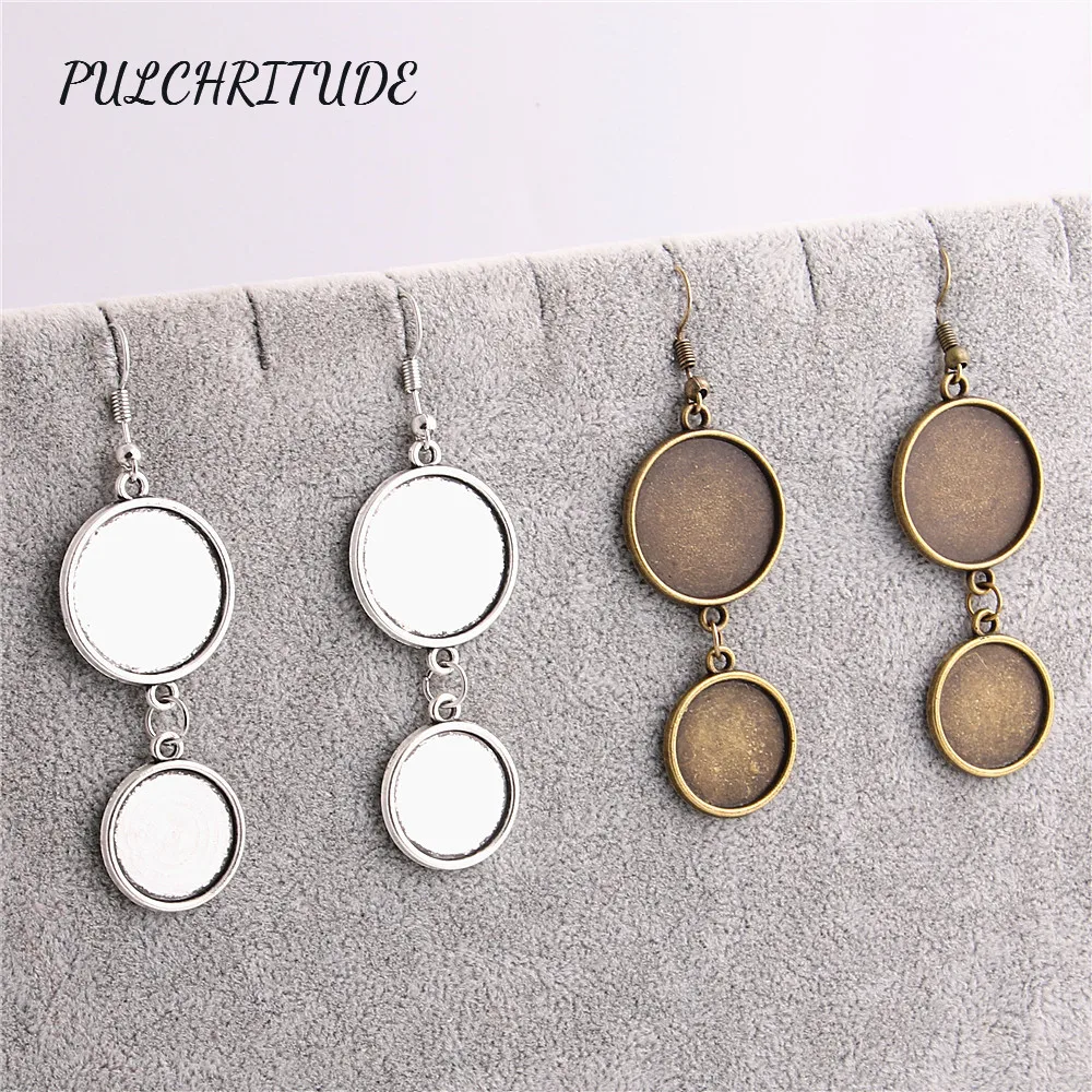 

PULCHRITUDE Metal Alloy Antique Silver 12pcs Fit Round 20mm 16mm Cabochon Settings Diy Earrings Back Diy Jewelry Making C1394