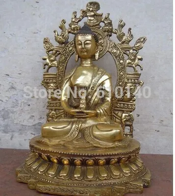 

11" China bronze gilded carved finely pagoda buddha statue