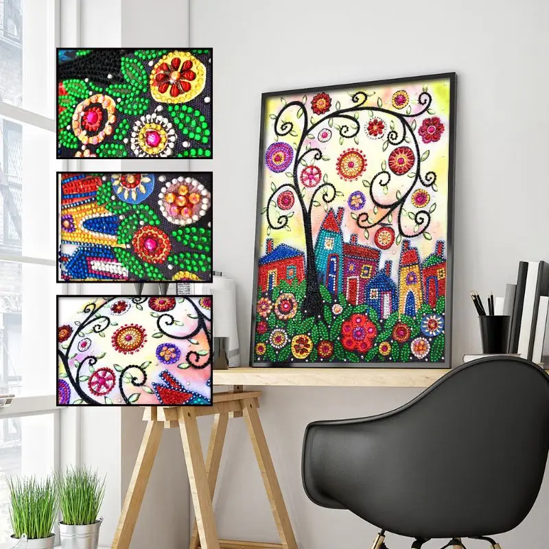 

Tree House 5D Special Shaped Diamond Painting Embroidery Needlework Rhinestone Crystal Cross Craft Stitch Kit DIY