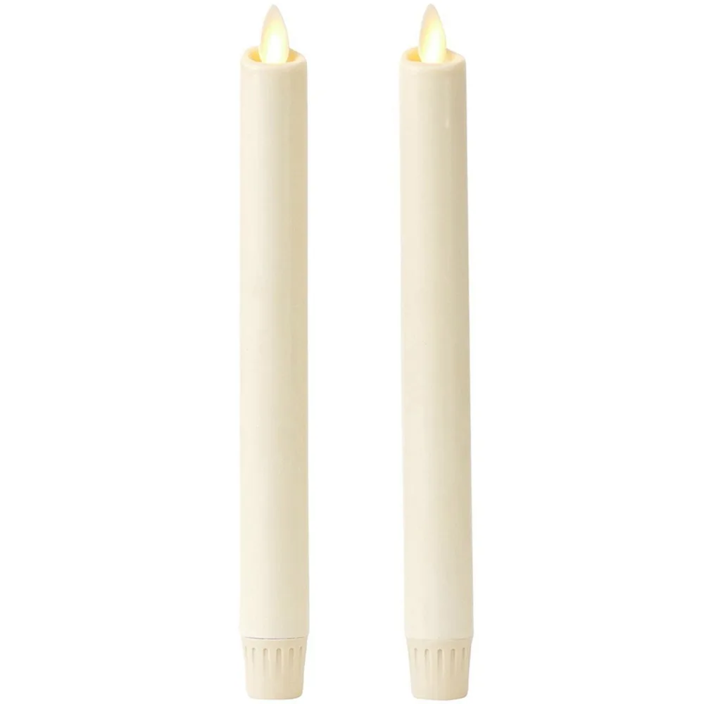 Ksperway 2pcs/set Ivory Flameless Moving Wick LED Taper Candles Real