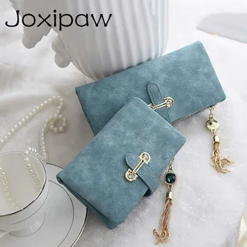 

Hot Sale Women's purse 7 Colors Soft Matte Suede zipper tassel pendant women's wallet women purses coin purse credit Card Holder