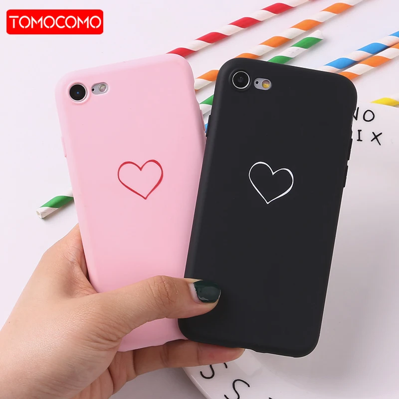 

For 8 Plus X 7 7Plus XS Max Couple Love Heart Simple Cute Soft Silicone Matte Case Fundas Coque Cover For iPhone 11 Pro 6 6S