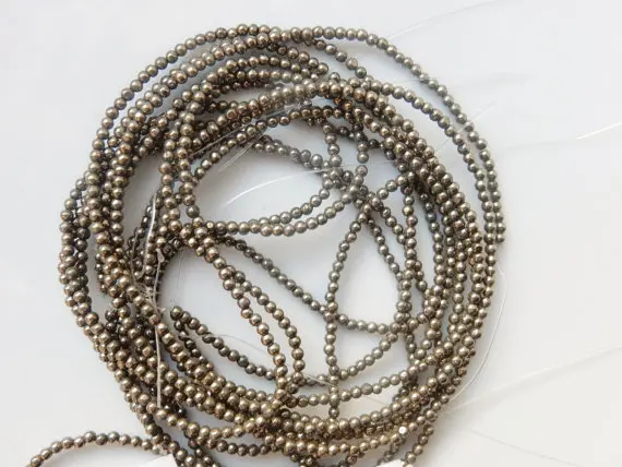 

Natural Gold Pyrite 2mm plain round beads,Tiny beads,seed stone beads for jewelry 2mm,1 full strands 15.5"