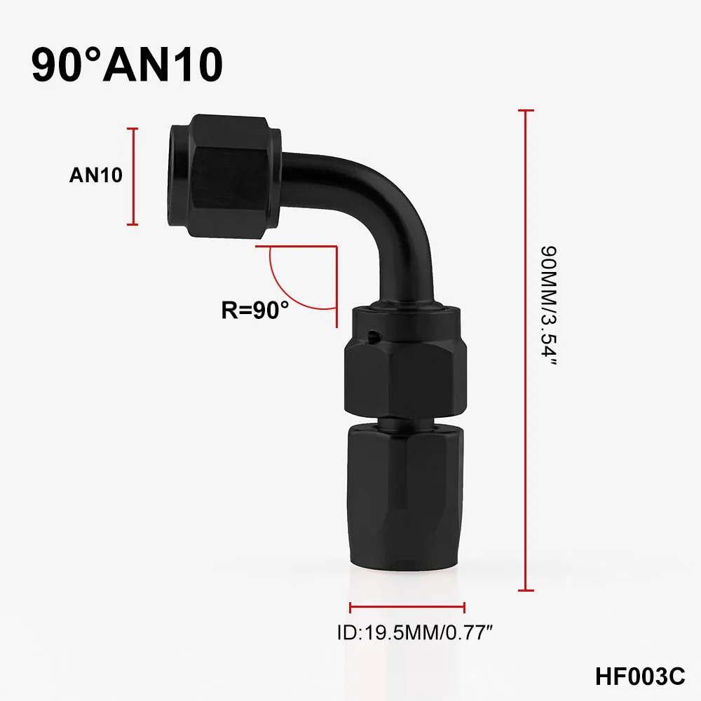AN4 на возраст 6, 8, 10, 12 лет масла/топлива/шарнирное соединение шланга алюминиевые фитинги адаптер мазута многоразовый штуцер для шланга Конец 0/45/90/180 градусов HF001-BK - Цвет: HF003Cblack