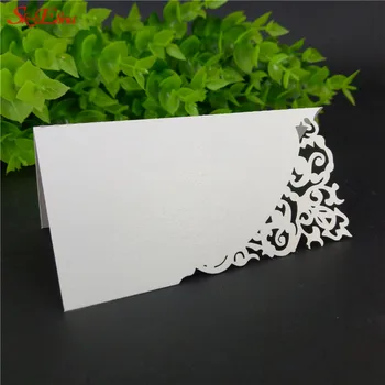 

1000pcs Laser Cut Place Cards Wedding Name Cards Wedding Event Pearlscent Paper Flower Decoupage Table Cards 7Zsh868