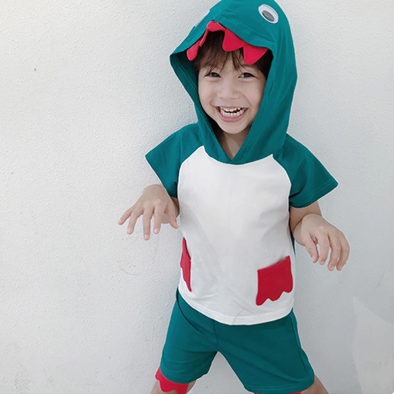

3 4 5 6 7 8y Kids Cosplay Dinosaur Short Shirt Pants Halloween Children'S Characters Clothes Cute Animal Dinosaur Clothing Green