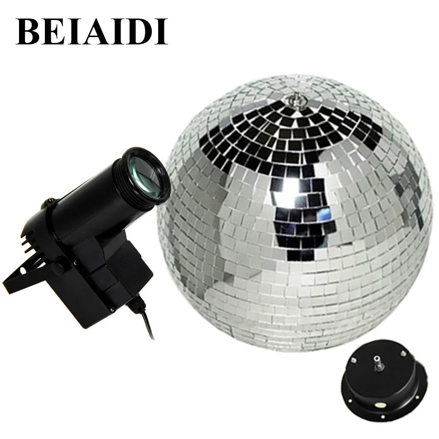 BEIAIDI D20CM Reflective Glass Rotating Mirror Ball With Motor Fixture