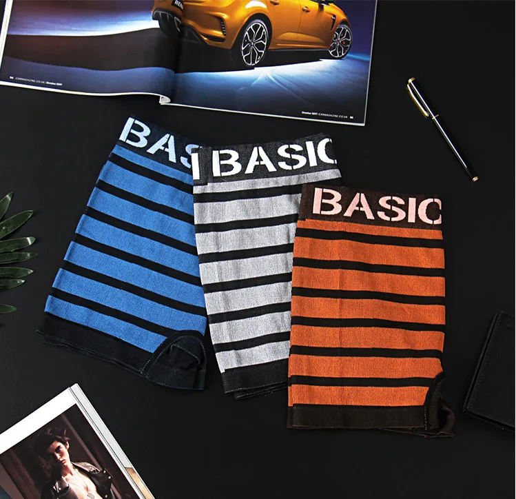 Stripe Sexy Men Underwear Boxer Shorts Panties Seamless Men's Underwear Boxers Mens Underpants Bikini Lingerie Man Basic M0041