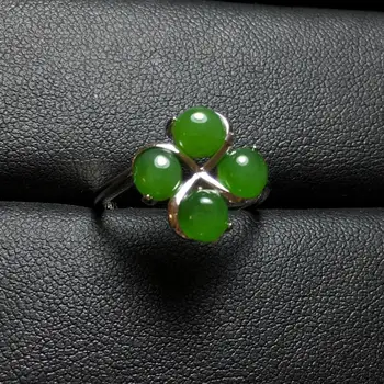 

Natural Green Stone Inlay Rings Adjustable Little Flower Like Round Sonte Rings Girl Temperament Ornaments