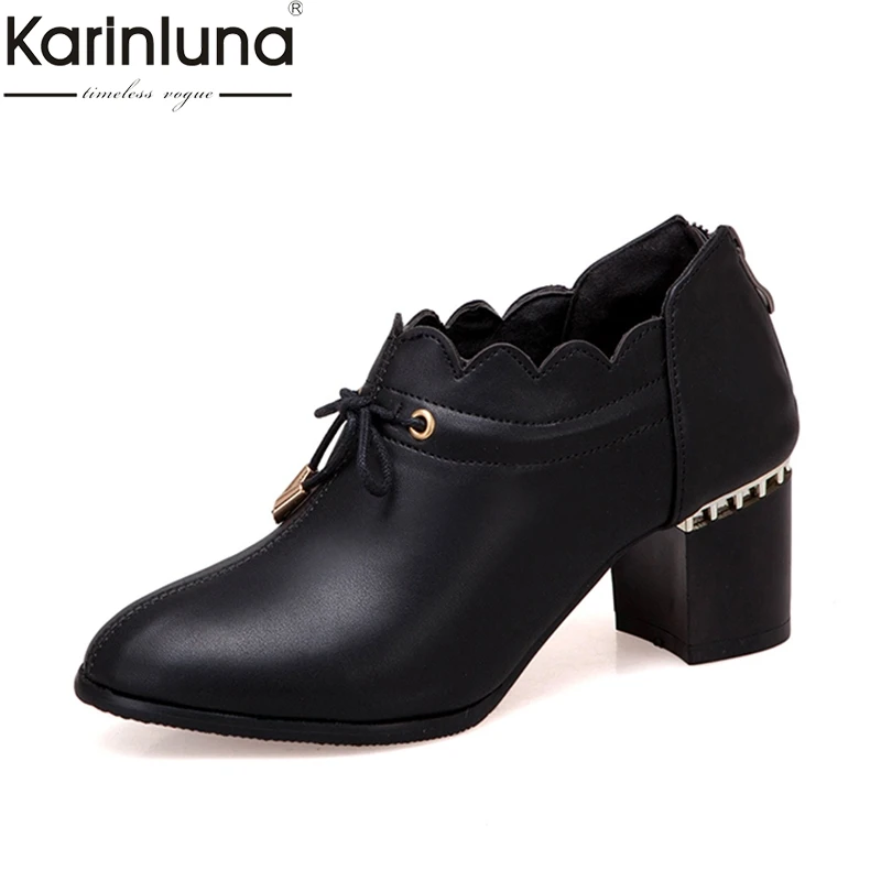 Karinluna Chunky Heels Mature Office Lady Ins Style women's Shoes 2019 Brand New Plus Size 48 women's Pumps