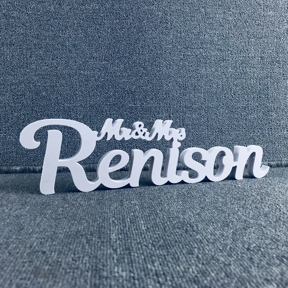 Personalized Mr & Mrs last name table enter, wedding decoration 6 tall，Customized whit letter gift Mr. and Mrs. surname3