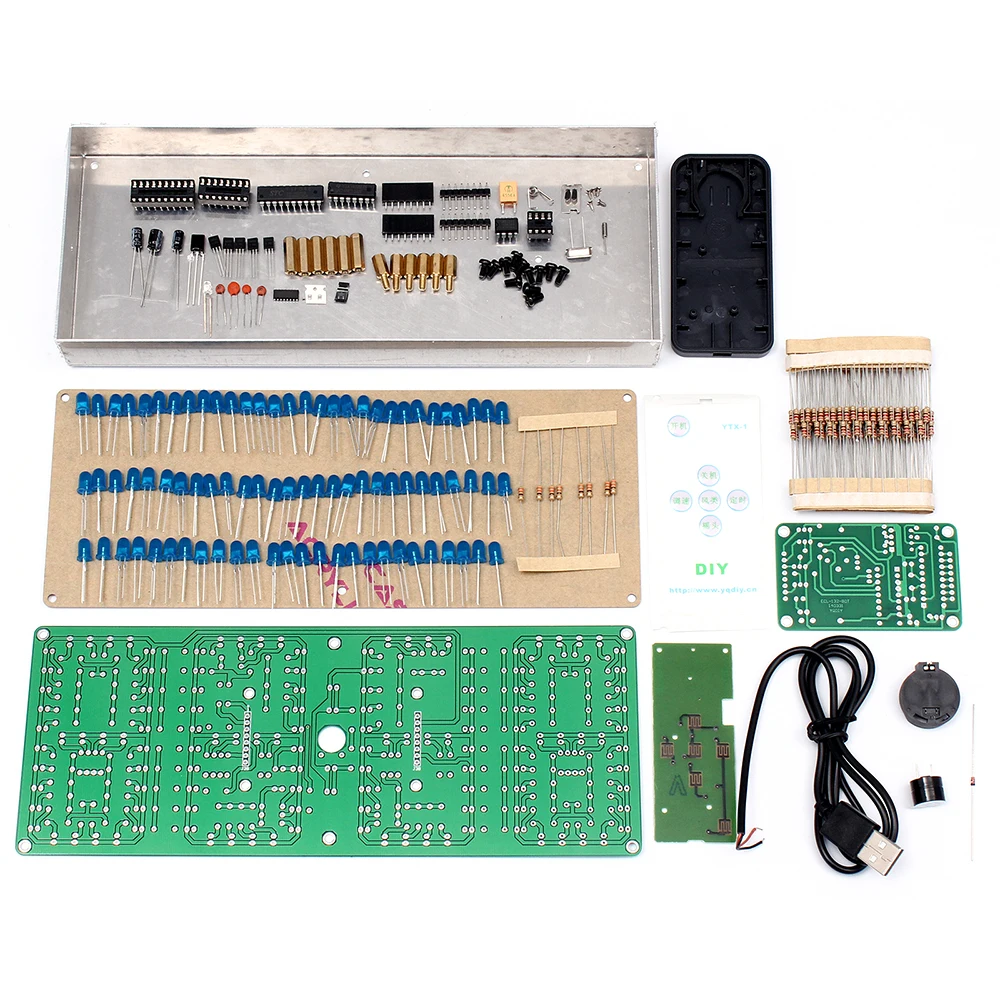 ECL-132 DIY набор синий/красный часы экран дисплей наборы электронный набор с патч пульт дистанционного управления 132 шт 5 мм светодиоды дисплей часы