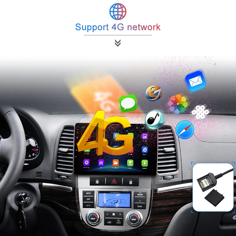 Junsun 2G+ 32G Android 8,1 для hyundai Santa Fe 2006-2012 Авто 2 din Радио стерео плеер Bluetooth gps навигация нет 2din dvd