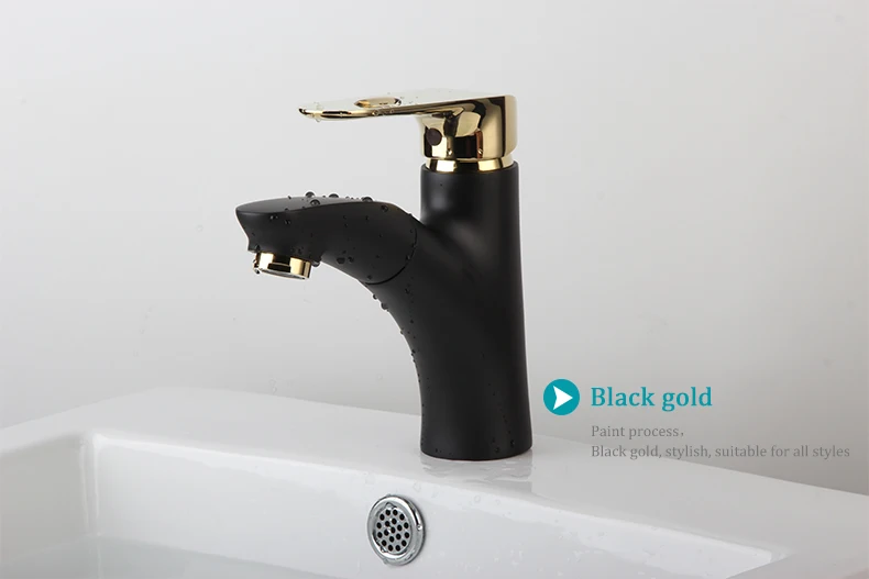 Медный смеситель для ванной смеситель для раковины Черное золото для ванной коснитесь пьедестал из керамического композитного материала