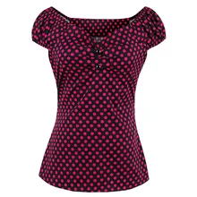 Модная футболка NiceCasual Rose, верхний Внешний Топ в горошек с оборками, верхняя одежда, футболки с v-образным вырезом, футболки с короткими рукавами и пуговицами