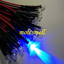 100 шт 3 мм 5 v Синий Прозрачная Круглая светодиодный свет лампы набор предварительно смонтированный Горячая 3 мм 5 V DC Проводной