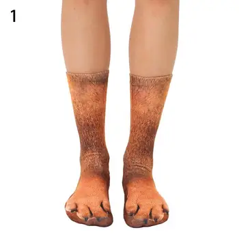 

Men Women Funny 3D Animal Paw Dog Hoof Print Breathable Elastic Tube Crew Socks