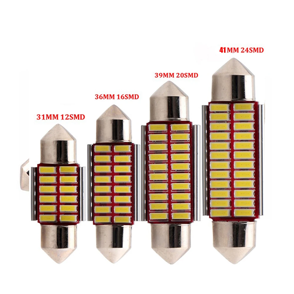 YSY 100 шт. светодиодная купольная гирлянда 12SMD 4014 Led без полярности Canbus c5w LED 31/36/39/41 мм