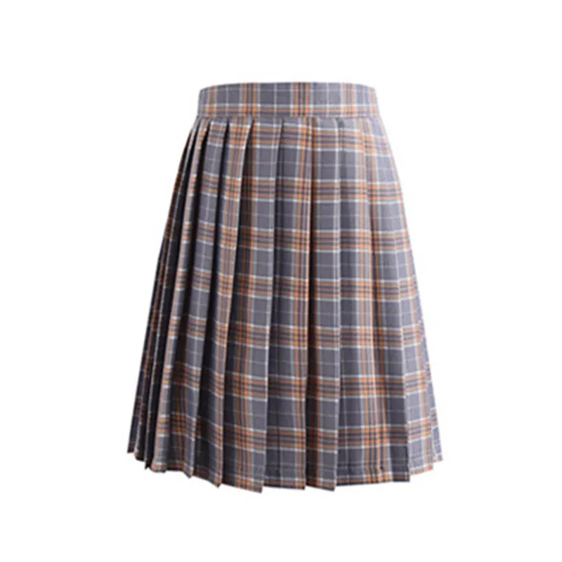 Harajuku Black Skirts Womens 2021 Summer High Waist Anime Skirts Kawaii School Uniform Short Mini White Pink Plaid Pleated Skirt leather skirt Skirts