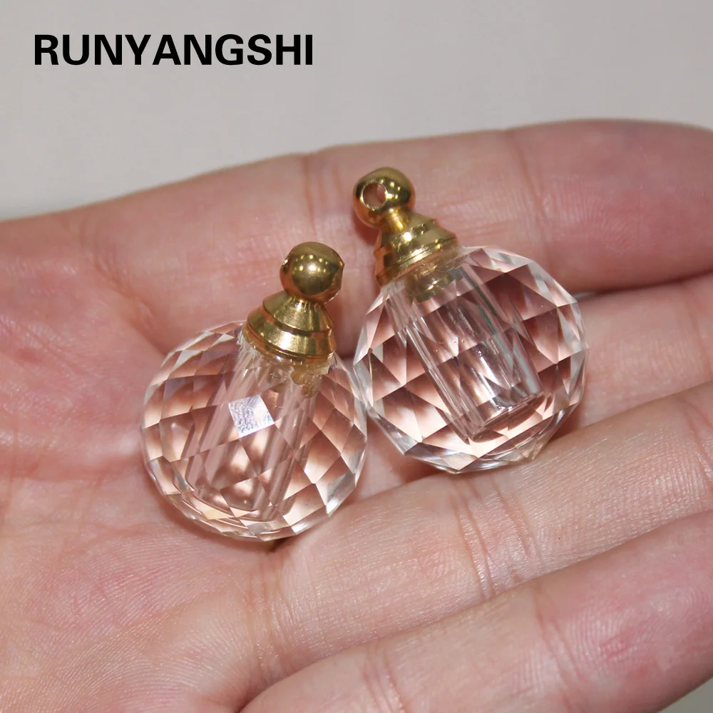 Natural white crystal perfume bottle polyhedron facet Pendant clear quartz Jewelry Necklace Gift for women | Дом и сад