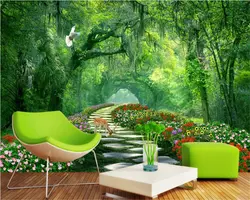 Beibehang papel де parede лесной парк зеленый оттенок дорога 3d задний план стены обои для гостиная папье peint
