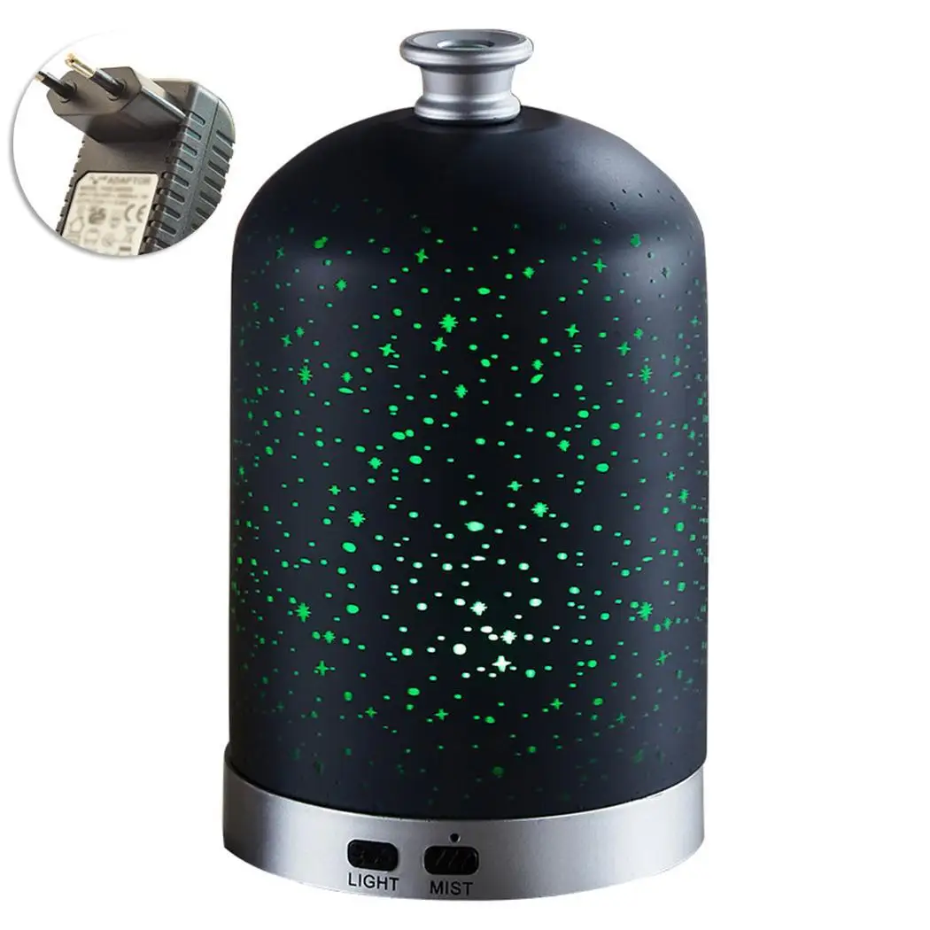 

100ml Ultrasonic Air Humidifier Aroma Essential Oil Diffuser Black Humidifier Mist Fogger Maker LED Night Light Home Portable