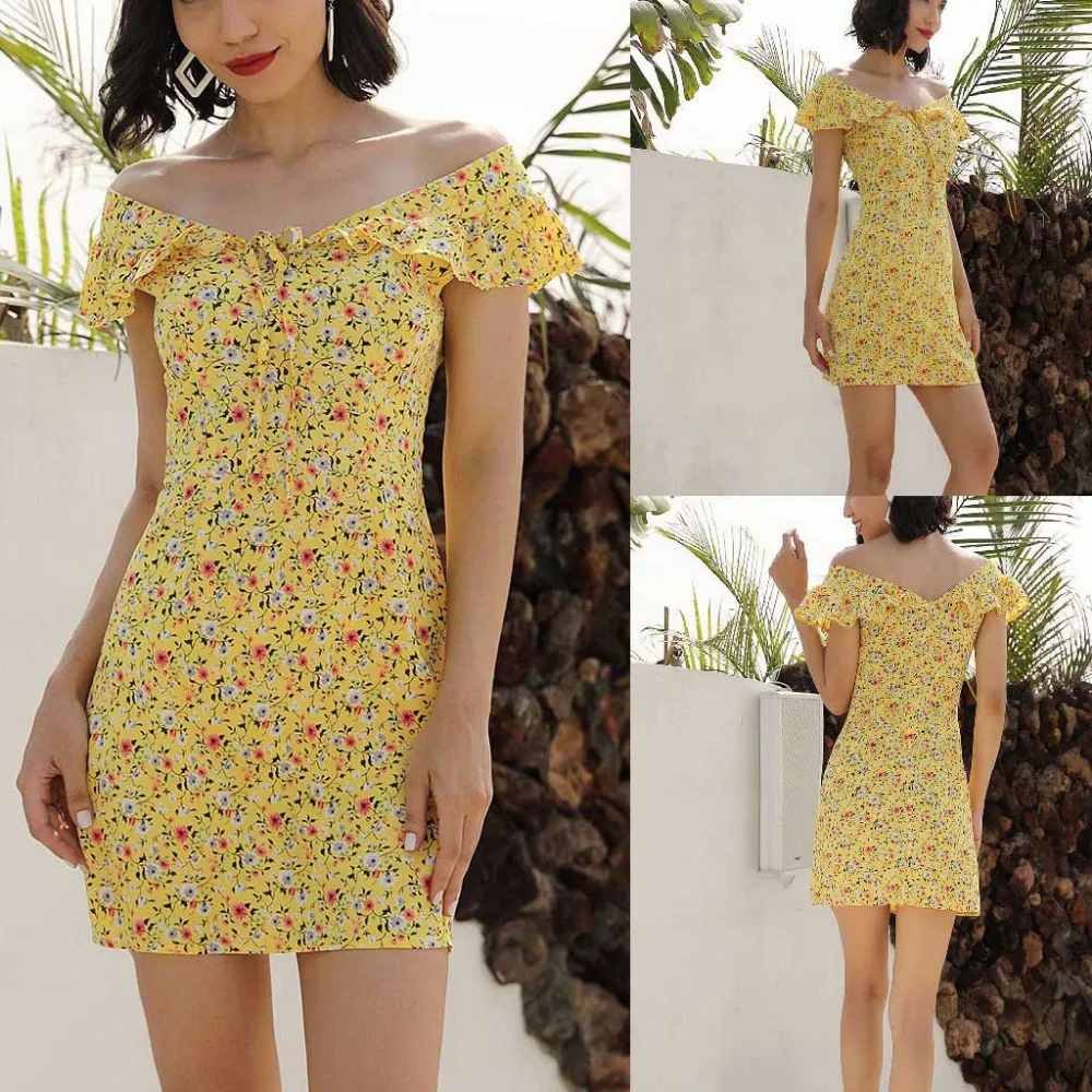 2019 women's sexy floral print strapless sexy beach dress long summer pretty beach dress cover up sports dress plus size 40J10 (2)