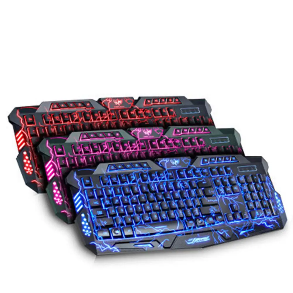 BEESCLOVER M200 Tri-Цвет подсветкой компьютерная игровая клавиатура Teclado USB питание полный n-ключ игровая клавиатура для настольного компьютера ноутбука - Цвет: crack keyboard