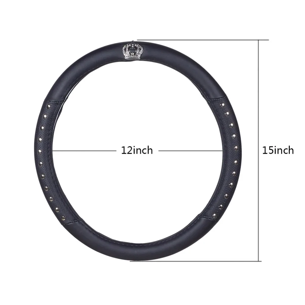 Автомобильный чехол на руль со стразами, чехол на руль, универсальный размер 38 см, черный